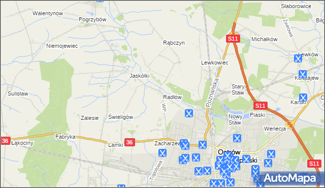 mapa Radłów gmina Raszków, Radłów gmina Raszków na mapie Targeo