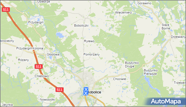 mapa Radwanki gmina Bobolice, Radwanki gmina Bobolice na mapie Targeo