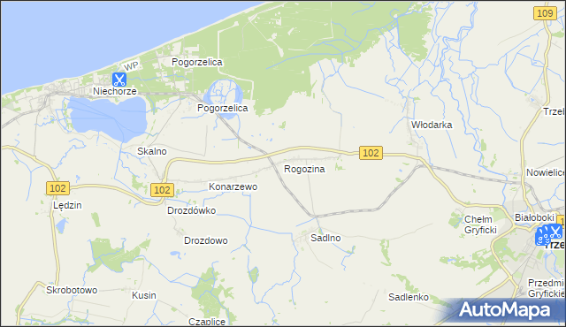 mapa Rogozina, Rogozina na mapie Targeo