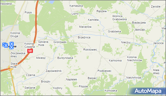 mapa Rokitowiec, Rokitowiec na mapie Targeo