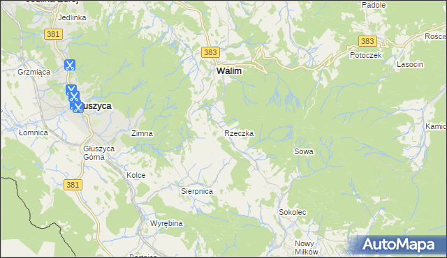 mapa Rzeczka gmina Walim, Rzeczka gmina Walim na mapie Targeo