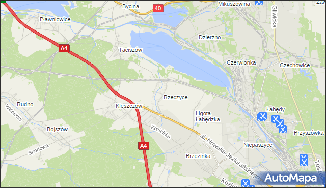 mapa Rzeczyce gmina Rudziniec, Rzeczyce gmina Rudziniec na mapie Targeo