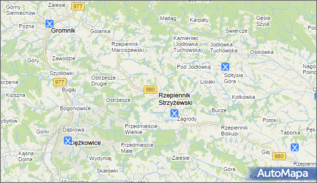 mapa Rzepiennik Strzyżewski, Rzepiennik Strzyżewski na mapie Targeo