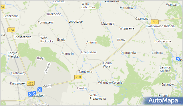 mapa Rzepiszew-Resztówka, Rzepiszew-Resztówka na mapie Targeo