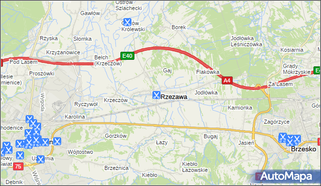 mapa Rzezawa, Rzezawa na mapie Targeo