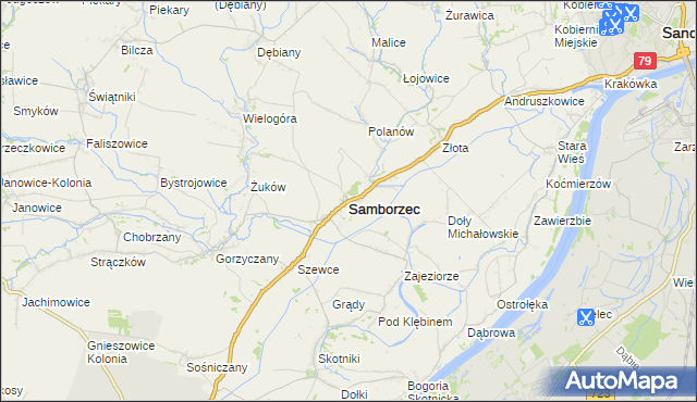 mapa Samborzec, Samborzec na mapie Targeo
