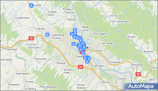 mapa Sanok, Sanok na mapie Targeo