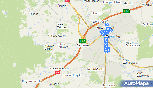 mapa Sędziwuje, Sędziwuje na mapie Targeo