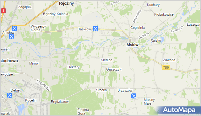mapa Siedlec gmina Mstów, Siedlec gmina Mstów na mapie Targeo