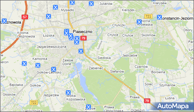 mapa Siedliska gmina Piaseczno, Siedliska gmina Piaseczno na mapie Targeo