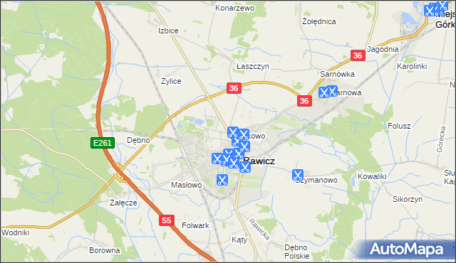 mapa Sierakowo gmina Rawicz, Sierakowo gmina Rawicz na mapie Targeo
