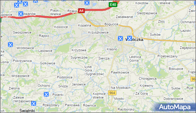 mapa Siercza, Siercza na mapie Targeo