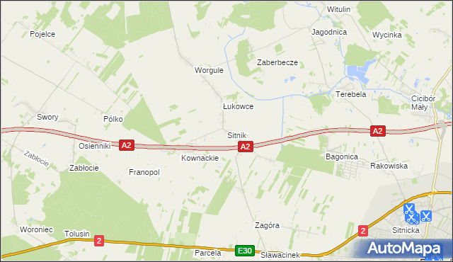 mapa Sitnik gmina Biała Podlaska, Sitnik gmina Biała Podlaska na mapie Targeo