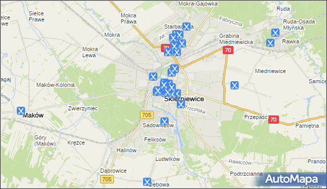 mapa Skierniewic, Skierniewice na mapie Targeo