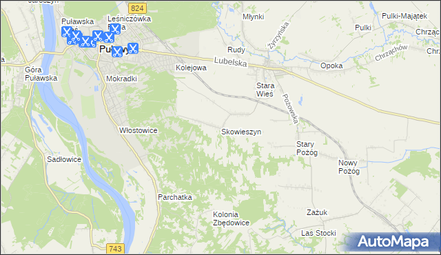 mapa Skowieszyn, Skowieszyn na mapie Targeo