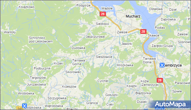 mapa Śleszowice, Śleszowice na mapie Targeo