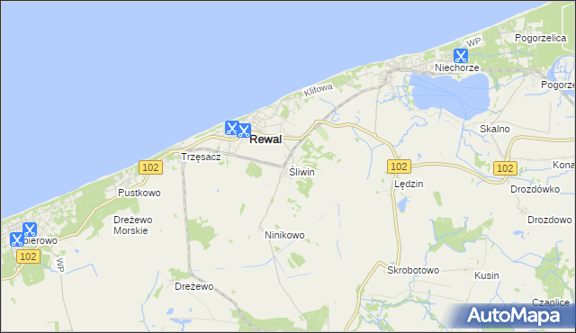 mapa Śliwin, Śliwin na mapie Targeo