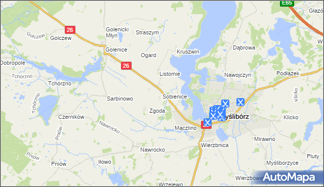 mapa Sobienice, Sobienice na mapie Targeo