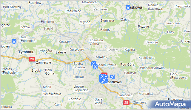 mapa Sowliny, Sowliny na mapie Targeo