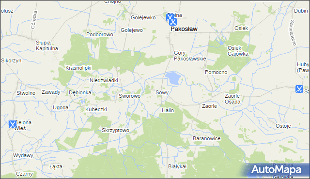 mapa Sowy gmina Pakosław, Sowy gmina Pakosław na mapie Targeo