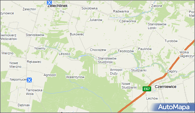 mapa Stanisławów Studziński, Stanisławów Studziński na mapie Targeo