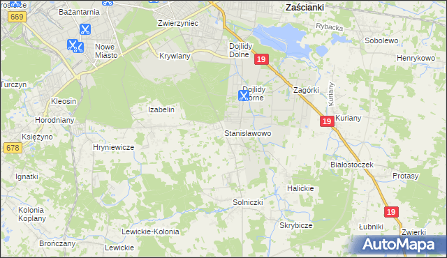 mapa Stanisławowo gmina Juchnowiec Kościelny, Stanisławowo gmina Juchnowiec Kościelny na mapie Targeo