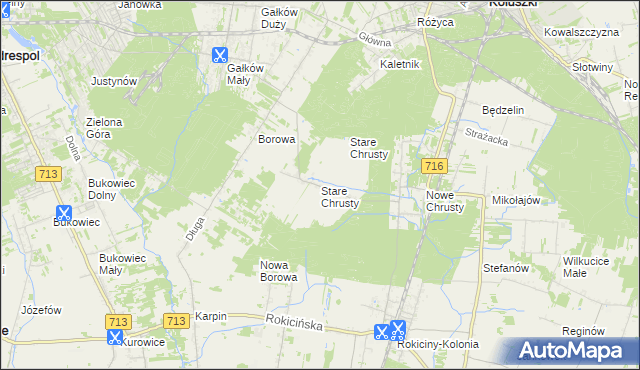 mapa Stare Chrusty gmina Rokiciny, Stare Chrusty gmina Rokiciny na mapie Targeo