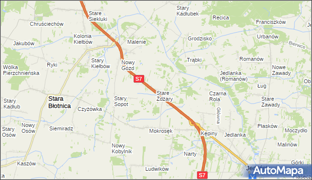 mapa Stare Żdżary gmina Stara Błotnica, Stare Żdżary gmina Stara Błotnica na mapie Targeo
