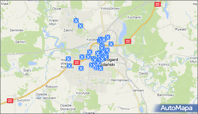 mapa Starogard Gdański, Starogard Gdański na mapie Targeo