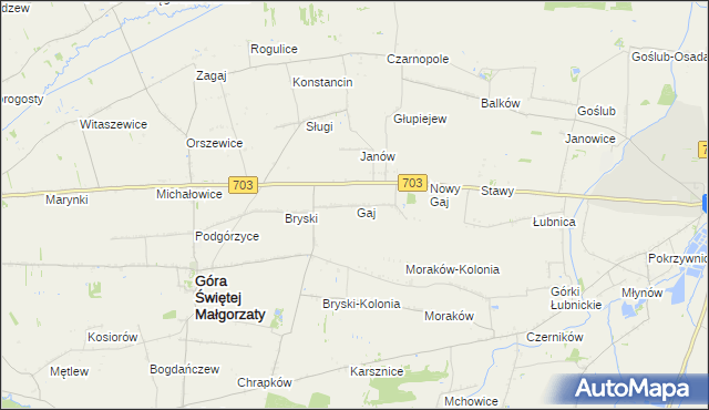 mapa Stary Gaj gmina Góra Świętej Małgorzaty, Stary Gaj gmina Góra Świętej Małgorzaty na mapie Targeo