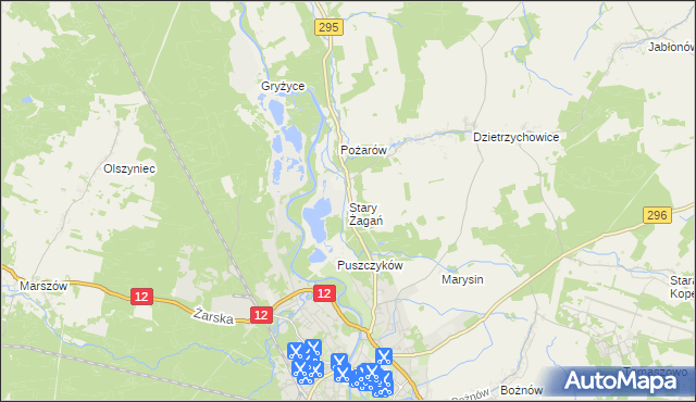 mapa Stary Żagań, Stary Żagań na mapie Targeo