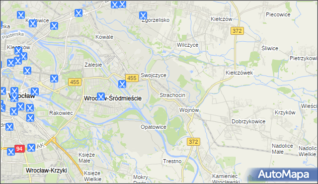 mapa Strachocin gmina Wrocław, Strachocin gmina Wrocław na mapie Targeo