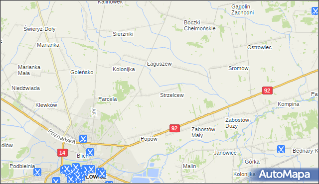 mapa Strzelcew, Strzelcew na mapie Targeo
