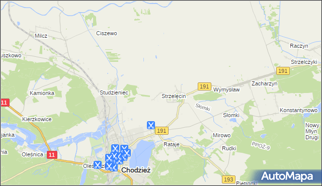mapa Strzelęcin, Strzelęcin na mapie Targeo