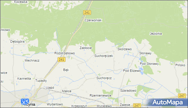 mapa Suchoręczek, Suchoręczek na mapie Targeo