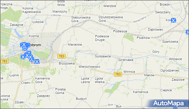 mapa Sulisławice gmina Wolbrom, Sulisławice gmina Wolbrom na mapie Targeo