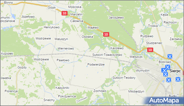 mapa Sułocin-Towarzystwo, Sułocin-Towarzystwo na mapie Targeo