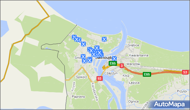 mapa Świnoujście, Świnoujście na mapie Targeo