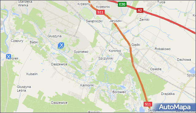 mapa Szczytniki gmina Kórnik, Szczytniki gmina Kórnik na mapie Targeo