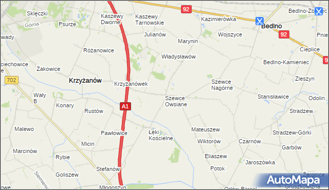 mapa Szewce Owsiane, Szewce Owsiane na mapie Targeo