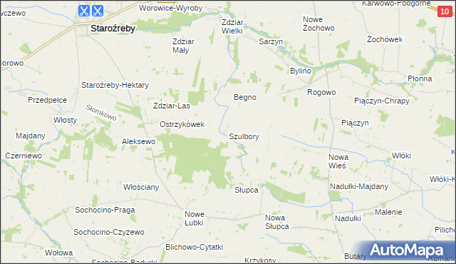 mapa Szulbory, Szulbory na mapie Targeo