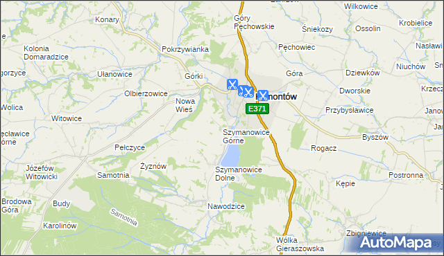 mapa Szymanowice Górne, Szymanowice Górne na mapie Targeo