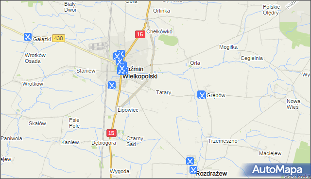 mapa Tatary gmina Koźmin Wielkopolski, Tatary gmina Koźmin Wielkopolski na mapie Targeo