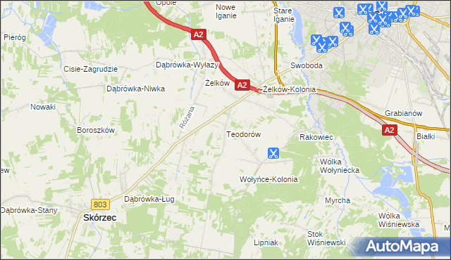 mapa Teodorów gmina Skórzec, Teodorów gmina Skórzec na mapie Targeo