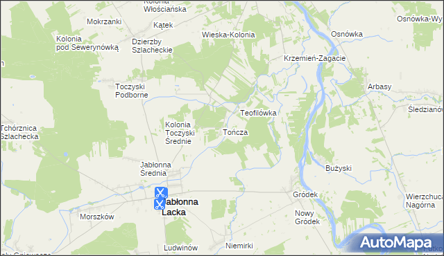 mapa Tończa gmina Jabłonna Lacka, Tończa gmina Jabłonna Lacka na mapie Targeo