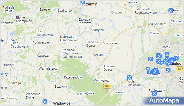 mapa Trzciana gmina Czermin, Trzciana gmina Czermin na mapie Targeo
