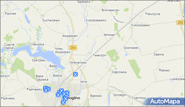 mapa Twierdziń, Twierdziń na mapie Targeo