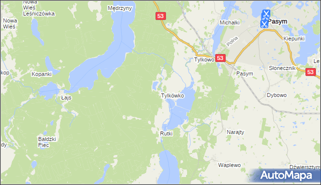 mapa Tylkówko, Tylkówko na mapie Targeo