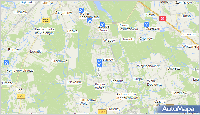 mapa Ustanów, Ustanów na mapie Targeo