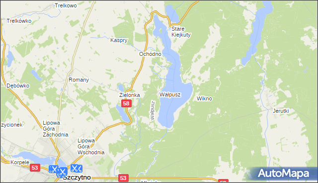 mapa Wałpusz, Wałpusz na mapie Targeo